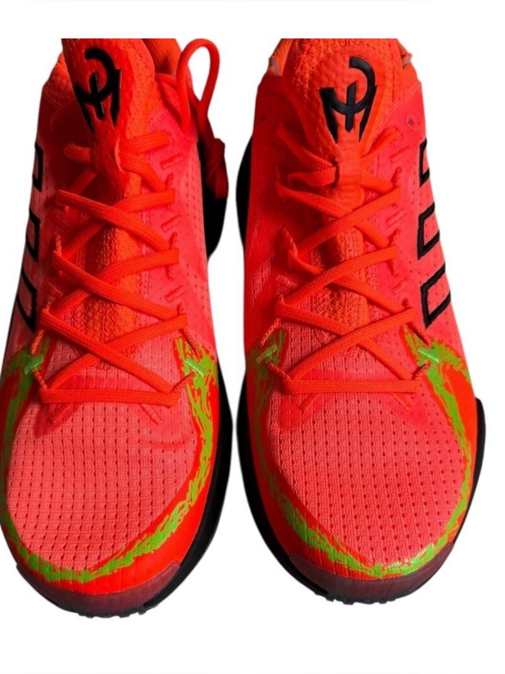 adidas Men's Bright Orange and Lime Green Basketball Sneakers